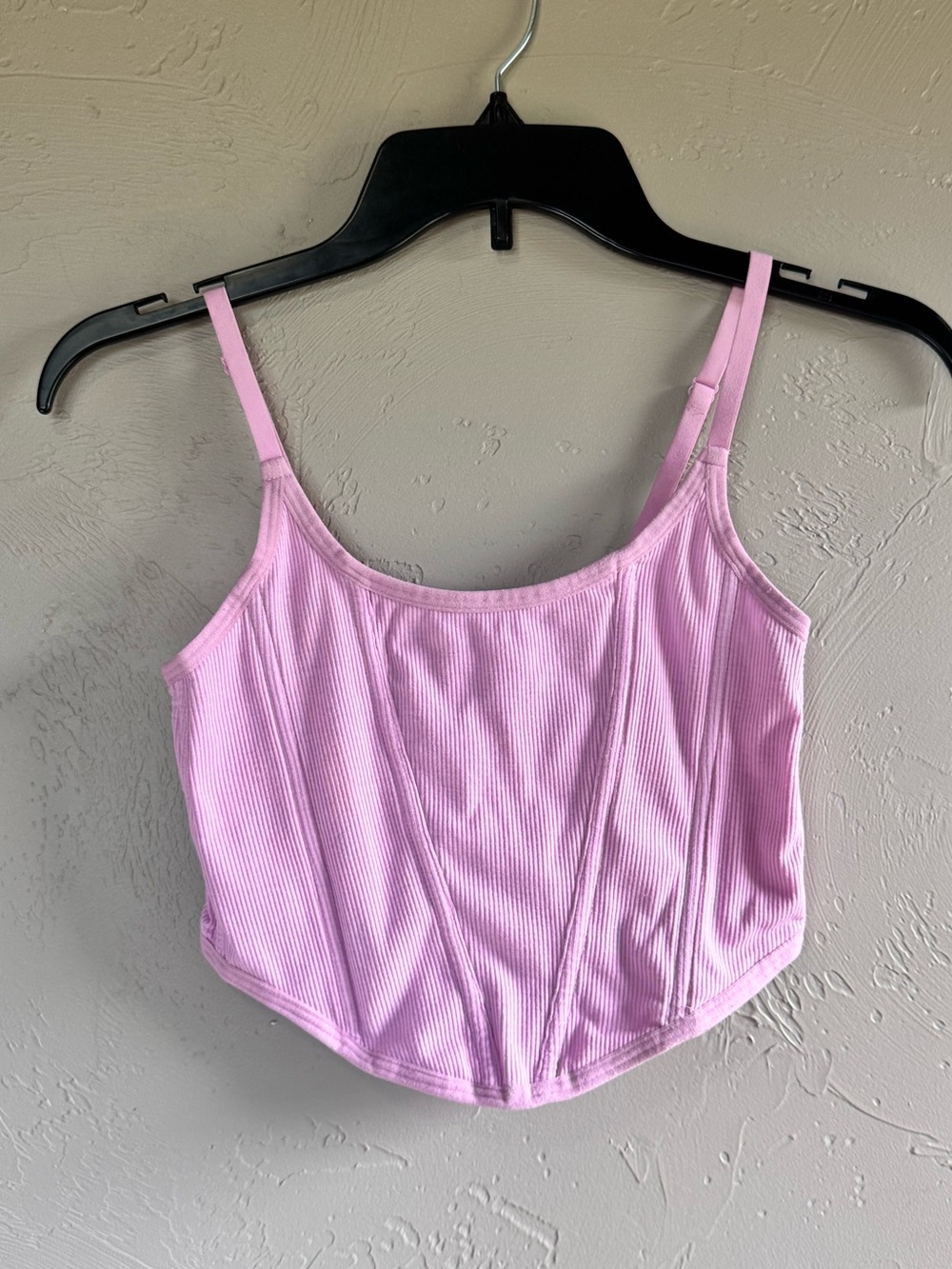 Light Pink Ribbed Corset Cropped Tank Top